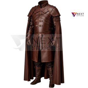 Faux Leather Knight Armor Costume with Cape: Medieval LARP Cosplay