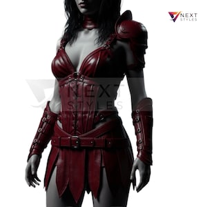 Roman Warrior Corset Armor – Red & Black Leather Cosplay Costume-Cosplay Armor Dress-Custom Leather Corset Armor – LARP  Festival  Dress