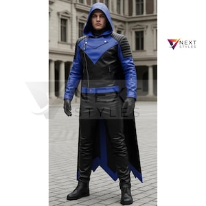 Blue Sentinel Hooded Cape Kostüm: Futuristisches Cosplay Outfit