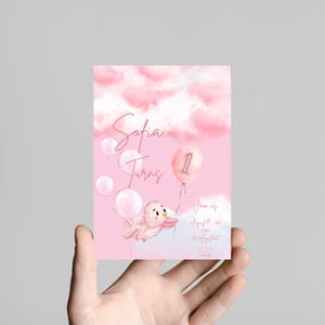 Bearbeitbar | digital | Mädchen Geburtstagskarte | erste Geburtstagskarte | rosa Mädchen Geburtstagskarte | zauberhafte Geburtstagskarte