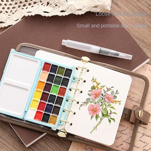 A7 Leather Watercolor Travel Sketchbook Kit: 24 Color Palette