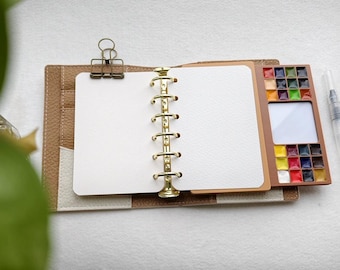 A7 Leather Watercolor Travel Sketchbook Kit: 24 Colors, Portable Art Set