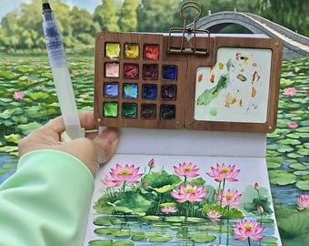 15 colors travel set portable paint box,Watercolor Box,Watercolor Supplies,Painter Gifts,Painting Accessories,Gift him or her, Birthday gift