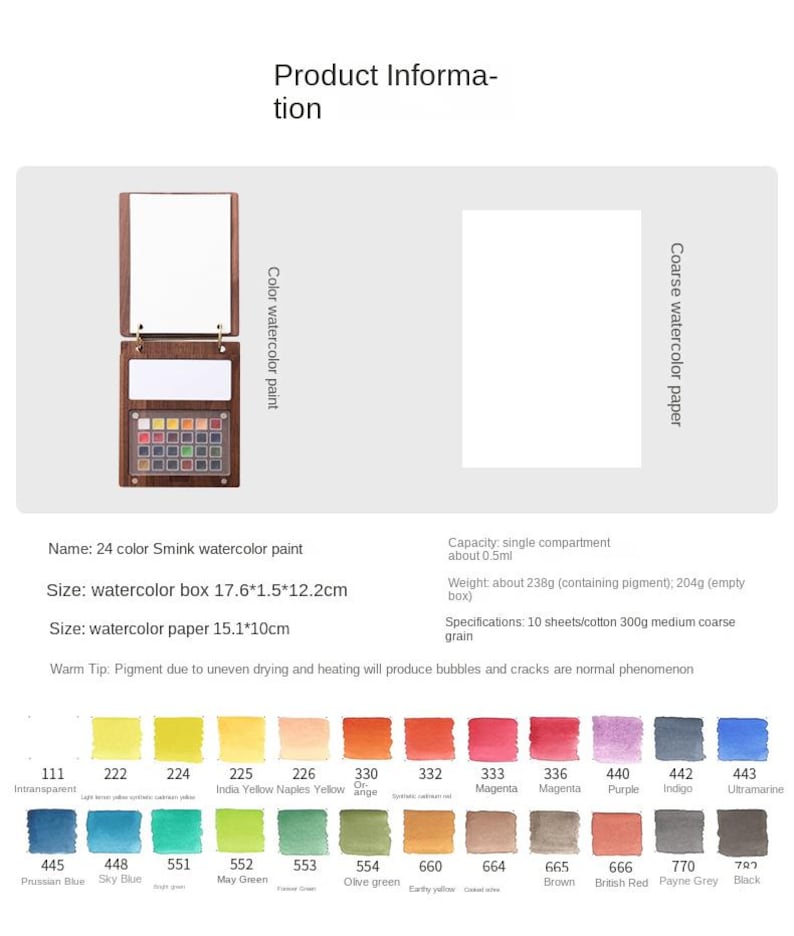 Schmincke 24 Color Travel Watercolor Palette, Custom Engraved Walnut ...