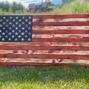 Rustic Wooden American Flag