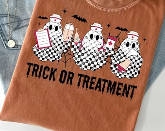 Nurse Ghost PNG, Trick or Treatment, ER Nurse, Halloween Nurse, Spooky Nurse Png, Digital Download, Sublimation, night shift, spooky rn