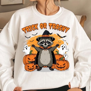 Funny Halloween Racoon Png,Halloween Sublimation Design, Spooky Season png, Feral Halloween png, Spooky Raccoon png, Trick or Trash Png