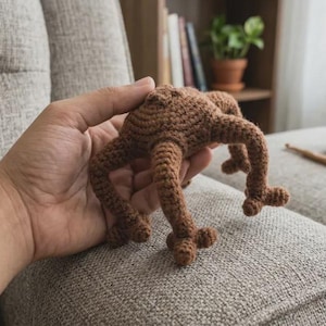 Handgjord fembent Alien-plysch "Rocky" – Eridian-inspirerad Amigurumi, Sci-Fi-virkmönster, samlarpresent, virkmönster i PDF-format