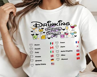 Mickey Beer Minnie Wine PNG, Epcot Drinking Around The World Shirt, Drinking Around The World Checklist, Disney Couple Shirts