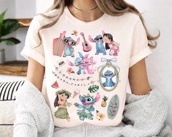 Coquette Bow Lilo and Stitch PNG, Disney Stitch Shirt, Magic Kingdom Shirt, Disneyland Shirt, Girly Women Disney Trip Comfort Colors
