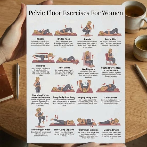 Printable Kegel Exercises for Women | Pelvic Floor Workout Chart | Bladder Control & Core Strength PDF