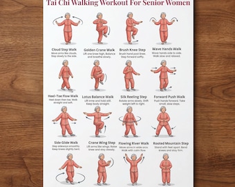 Printable Tai Chi Walking Workout for Women | Senior-Friendly Tai Chi Walking Exercises | Balance, Mobility & Mindful Movement PDF
