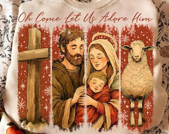 Oh Come Let Us Adore Him Png, Retro Jesus Christmas Png, Nativity Scene Png, Christmas Cross Png, Bible Verse Png, Christian Christmas Png