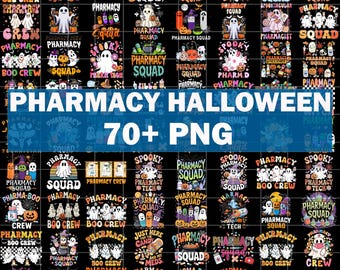 Design Pharmacy Halloween PNG Bundle, Funny Halloween Ghost Pharmacist Design, Cute Spooky Pharmacy Tech Sublimation, Ghost Halloween