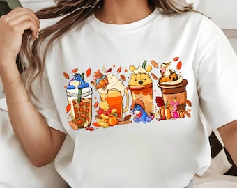 Winnie the Pooh Fall Drinks PNG | Disney Inspired Autumn Characters (Digital Download)