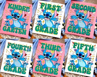 Disney Stitch Back to School PNG Bundle Design, School Girl PNG, Teacher Sublimation, First Day of School