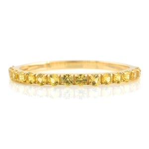 Yellow Sapphire Ring, Yellow Sapphire Eternity Band, Yellow Sapphire Wedding Band, Stacking Band, 14k Gold Eternity Band, Half Eternity Band