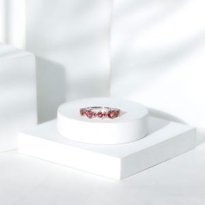 Pink Tourmaline Half Eternity Band Ring, 14k Solid Gold Tourmaline Wedding Band, Pink Tourmaline Ring, Statement Ring dainty Tourmaline Ring