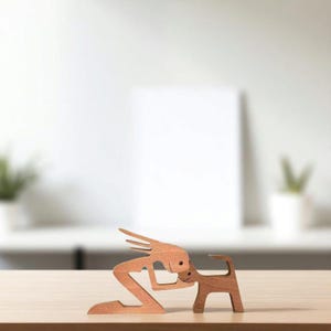 Woman and Cat Wood Sculpture – Original Hand Carved Art, Cat Lover Gift, Unique Wooden Figurine, Rustic Home Decor, Version 3