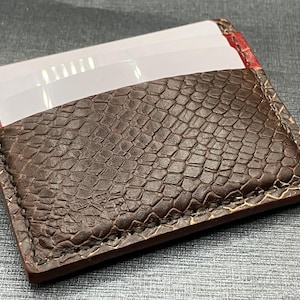 Handsewn Cardholder (Chocolate with Python Pattern)