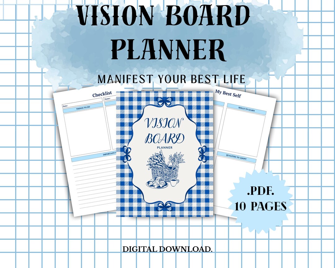 Vision Board Printable Kit | Goal Planner, Manifestation Workbook ...