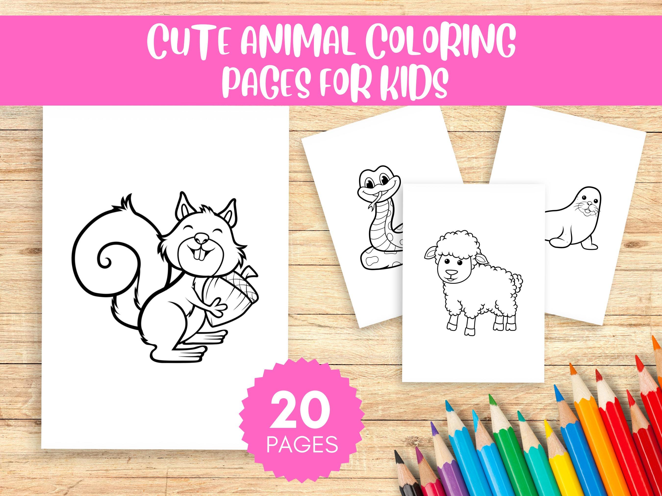 Animal Coloring Pages for Kids | 20 Printable Pages (PDF Download) - Etsy