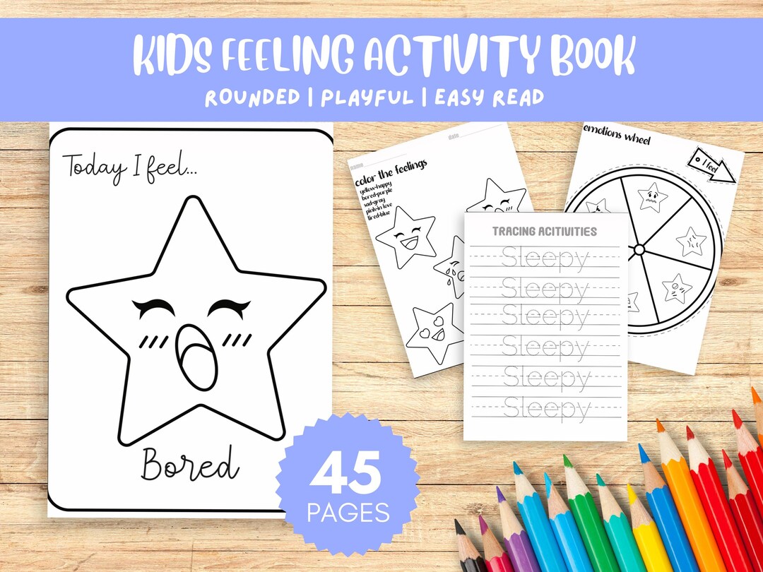 Kids Emotions Activity Book | Star Feelings Coloring Pages, Mood ...