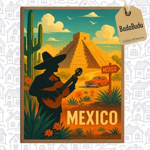 Mexico traditional travel print - mexico, mexican poster, home decor, office decor, culture poster, vintage print, travel poster, nostalgia