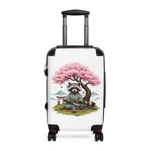Whimsical Raccoon Suitcase - Cute Travel Luggage - Adventure Lover Gift - Animal-Themed Carry-On - Kids Vacation Bag - Holiday Travel