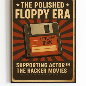 Retro Floppy Disk Poster – Vintage Computer Art, Hacker Movie Prop, 3.5&quot; Disk Print, Geek Room Decor, Nostalgic Tech Poster, Retro Decor