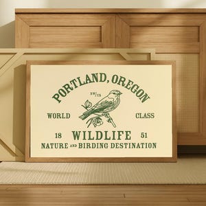Portland Print Retro Oregon Art Wildlife Poster Oregon Wall Art Retro United States Wall Decor Gift For Traveler or Oregonian