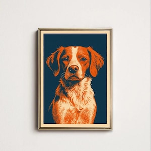 Brittany Spaniel Poster, Retro Pop Art Dog Print, Vintage Spaniel, Boho Spaniel, Modern Decor, Trend Decor, Dog Decor, Brittany Decor, Trend