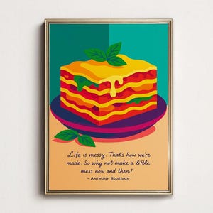 Lasagna Colorful, Colorful Food Art, Anthony Bourdain Decor, Modern Kitchen, Italian Pasta, Italian Poster, Lasagna Decor, Lasagna Print