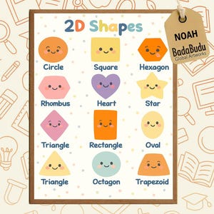 2D Shapes Educational Posters for Toddlers Montessori Learning Posters Preschool Decor 2D Prints Playroom Classroom Nursery Trend Poster