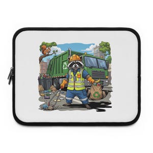 Housse pour ordinateur portable en forme de raton laveur - Étui technique respectueux de l'environnement - Cadeau animal mignon - Accessoire pour la rentrée - Housse en néoprène pour ordinateur portable amusante