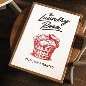 Laundry Room Poster Vintage Laundry Sign Retro Wall Art Laundry Basket Print Funny Laundry Decor Wash Room Digital Download