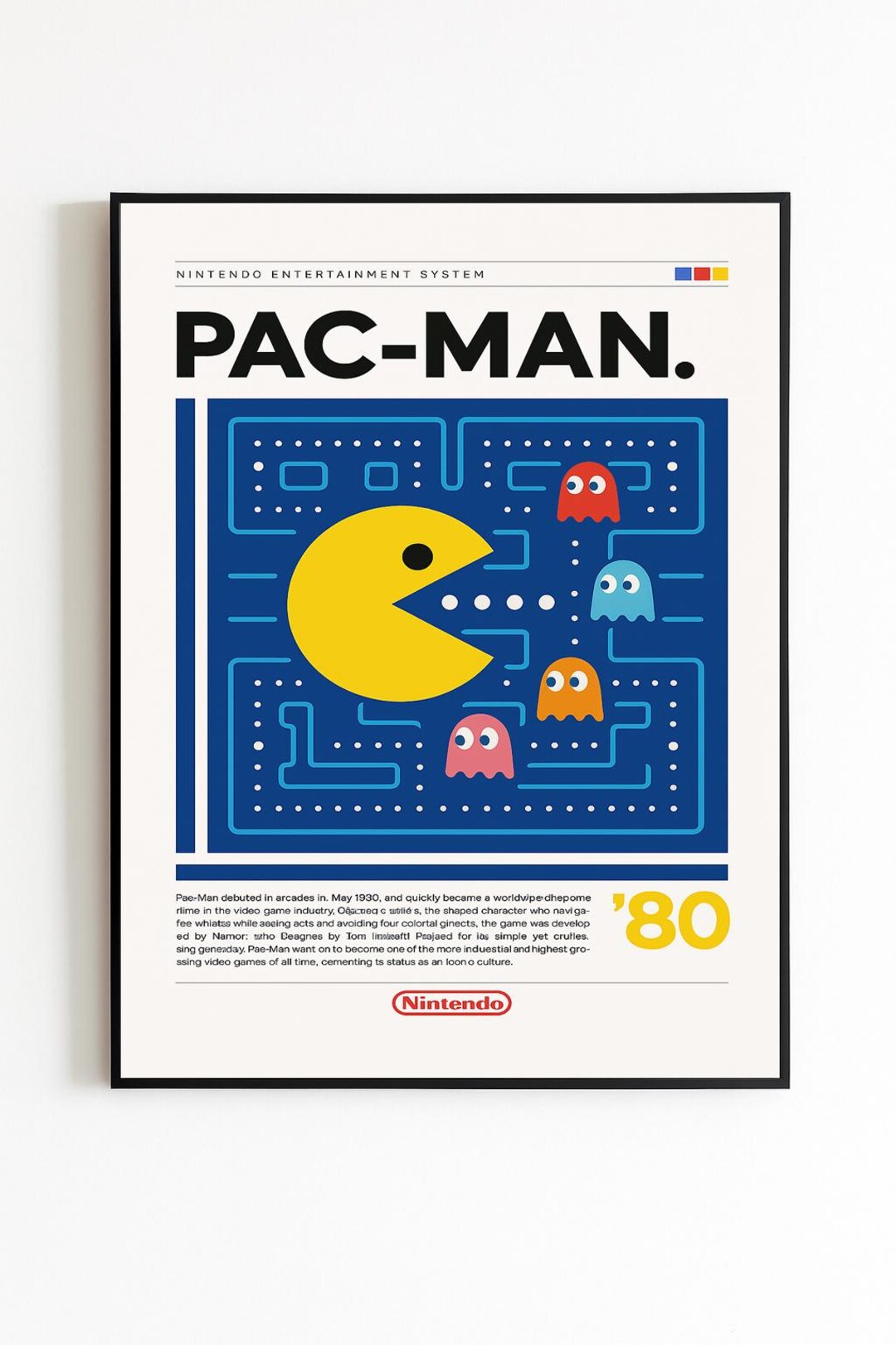 Pac-man Poster, Retro Arcade Decor, Colorful Pac-man Print, Kids Room ...