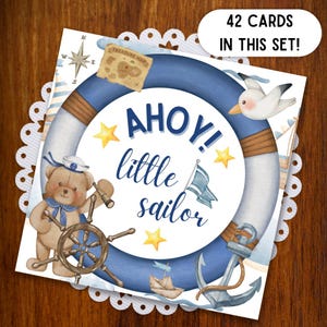 Sailor Bear Baby Boy Milestone Cards: Nautical Theme Photo Props (Digital Download)