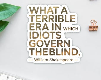 What A Terrible Era Quote Sticker/Car Magnet, Literary Political Humor Vinyl Sticker, Leftist Liberal Protest Decal, Progressive Gift