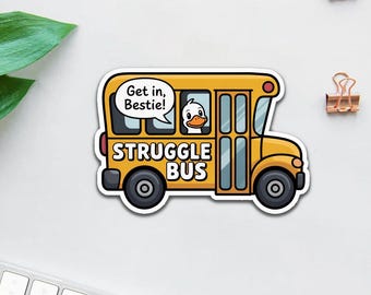 Struggle Bus Sticker, Funny Stickers, Anxiety Retro therapy, Mental Health Decal, Trendy Sticker, Sarcastic Water Bottle Laptop Waterproof