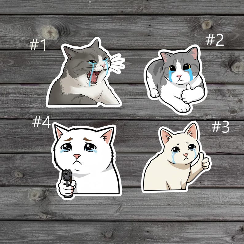 Meme Cat Stickers Kawaii Funny Gift Waterproof Stickers Decals for ...