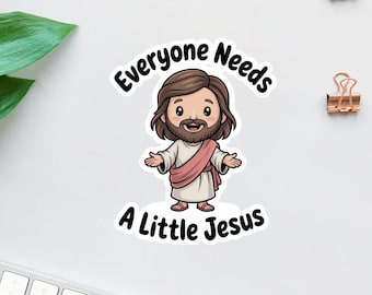 Pegatina divertida de Jesús: Calcomanía de meme cristiano - Laptop, botella de agua