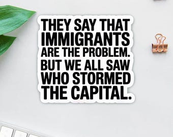 Pegatina con declaración política anti-Trump: Solidaridad con los inmigrantes