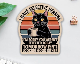 Adesivo "Mi piacciono i gatti e il caffè", Adesivo per amanti del caffè, Adesivo divertente con gatto, Regalo per mamma gatto, Maglietta per amanti dei gatti, Adesivo retrò con caffè