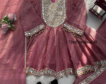 Designer Mirror Work fully embroidered Sequence Work Readymade Dhoti-kurta Stitched Wedding Wear Suits