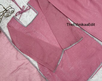 Pink Silk Farshi Salwar Suit with Siroksi Work, Eid Ready-to-Wear Dupatta Set