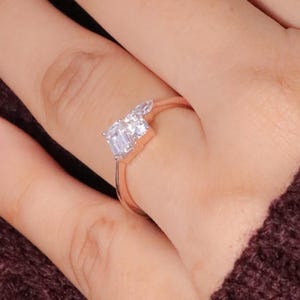 14K Gold Moissanite Cluster Ring, Unique Stacking Ring, Diamond Wedding Band, Dainty Diamond Ring, Graduation Gift