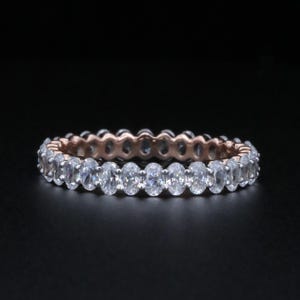 Oval Cut Moissanite Full Eternity Band, Diamond Wedding Band, 14k Gold Stacking Promise Ring, Anniversary Band, Bridal Ring Handmade Jewelry