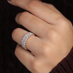 14k Gold Diamond Eternity Ring, Dainty Wedding Band, Marquise Diamond Band, Stacking Ring, Anniversary Gift
