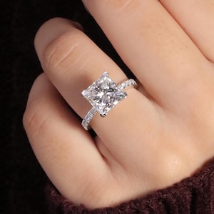5 CT Princess Cut Moissanite Engagement Ring, 14k Solid Gold Solitaire Ring, Promise Ring, Bridal Jewelry Gift for Her